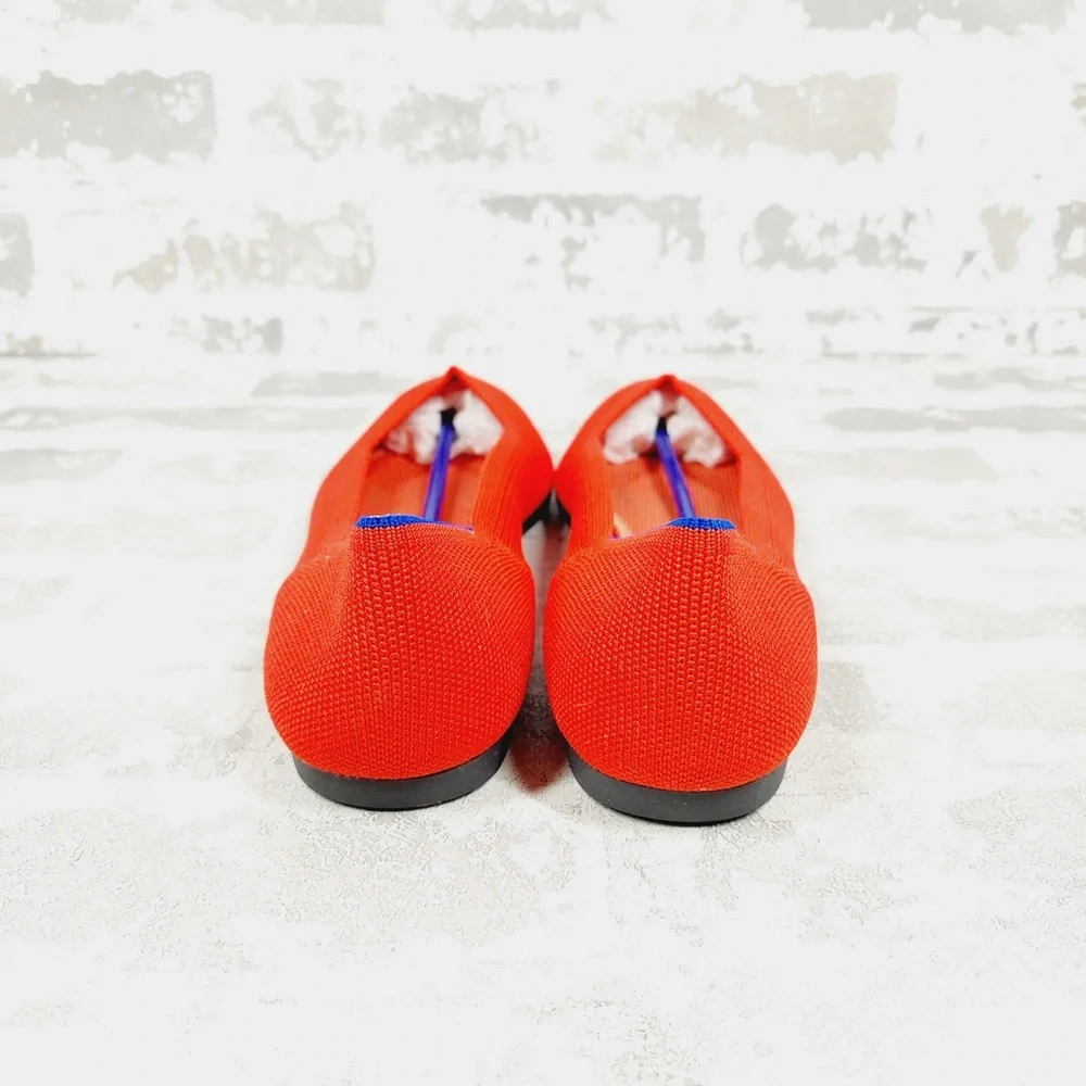 NEW Rothy's The Flat Red Knit Pointy Toe Slip On Loafers O153 - Picture 2 of 8